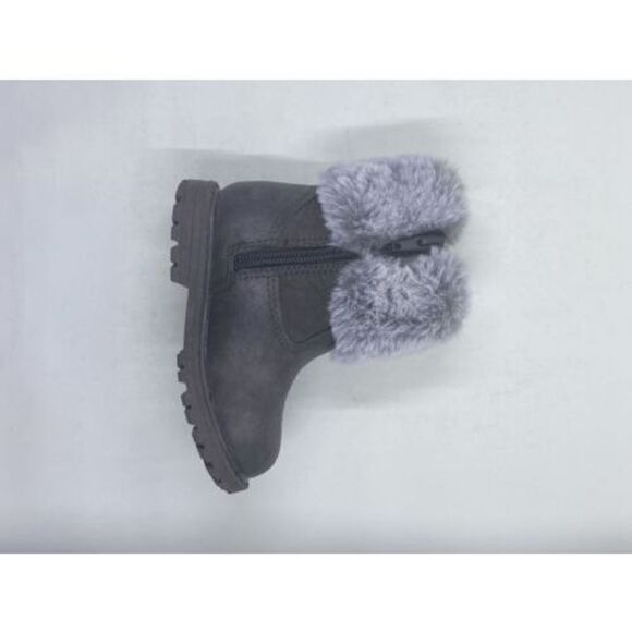 OSH KOSH-Toddler Girl Boots Size 5 BROWN AND GREY FAUX FUR - Picture 4 of 7